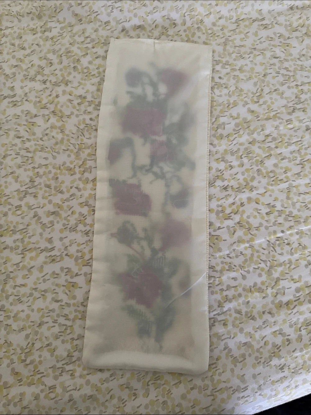 Handmade Red Floral Cross-Stitch Wall Hanging